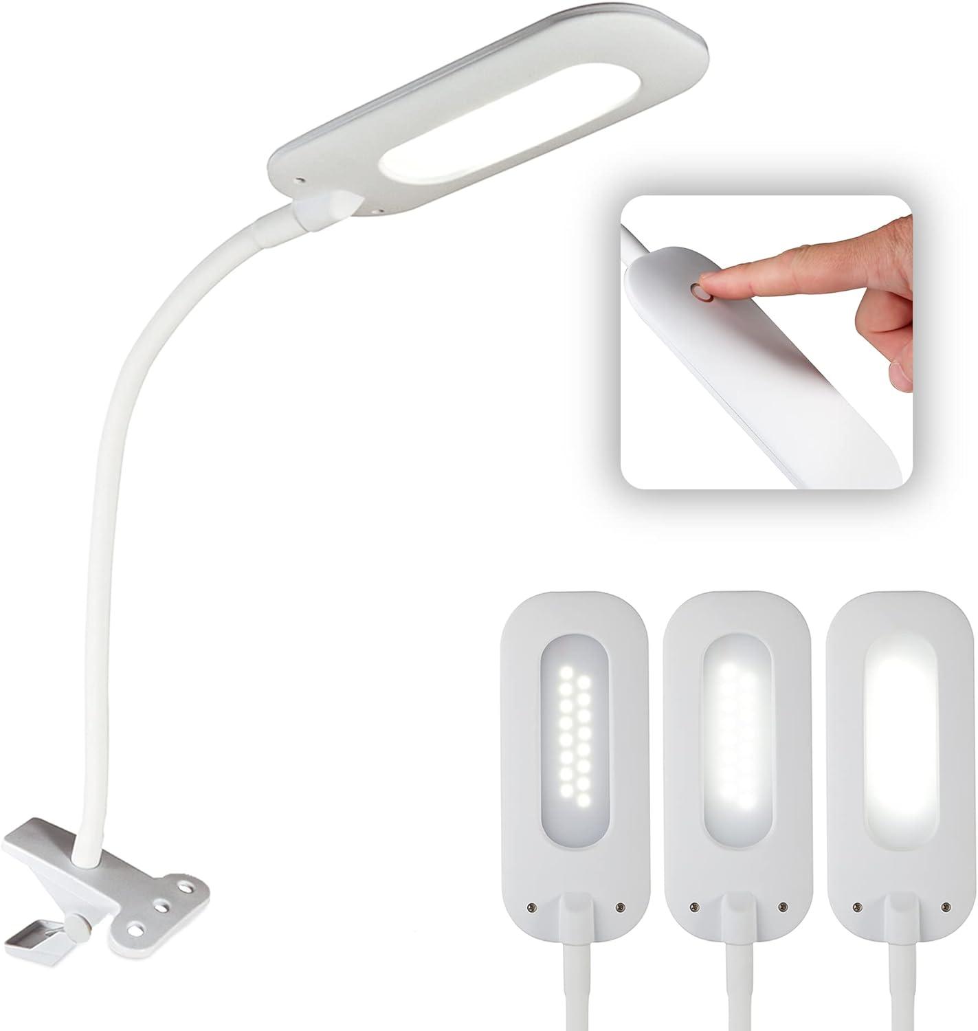 White Adjustable Touch Sensor LED Clip-On Lamp