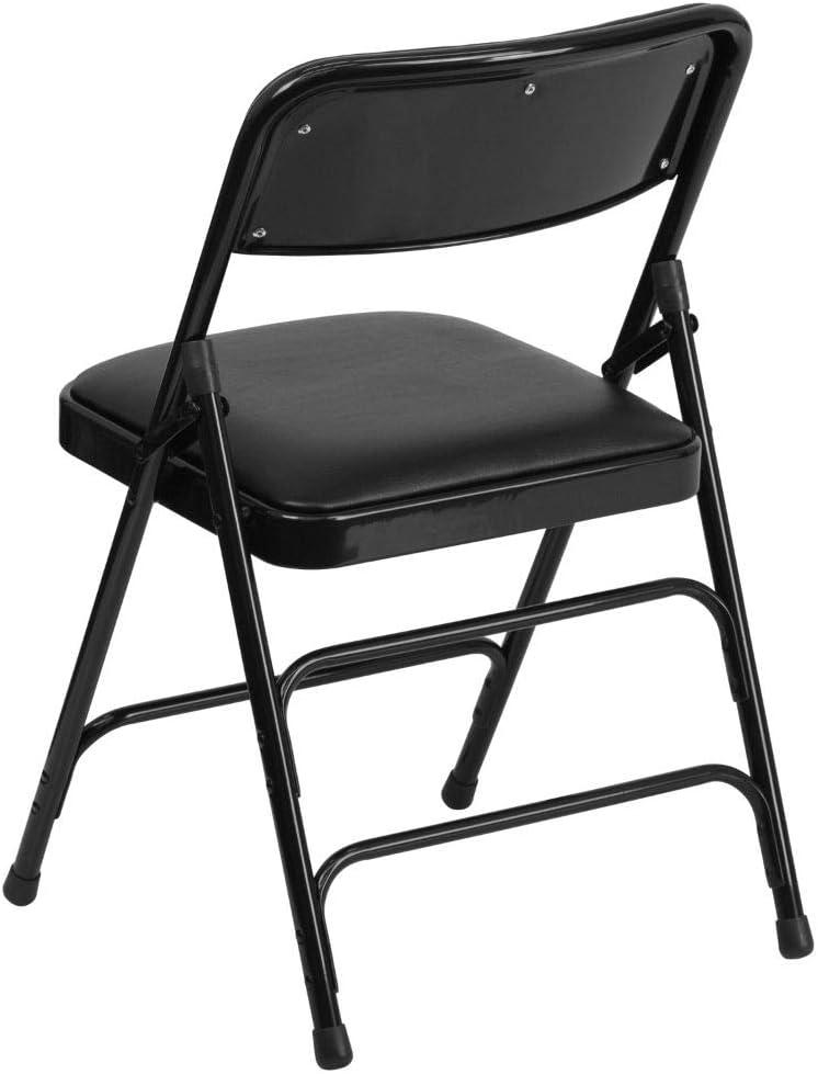 Flash Furniture HERCULES Series Metal Folding Chairs with Padded Seats | Set of 2 Black Metal Folding Chairs