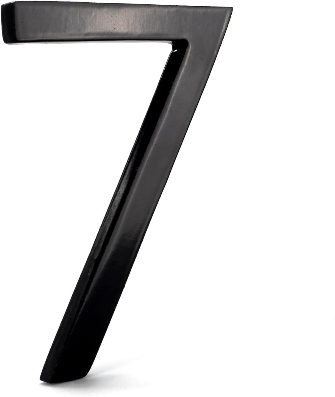 HASWARE Floating House Number 6 inch Stylish Door Numbers Alphabet Plaque Street Home Address Numerals (Black, 7)