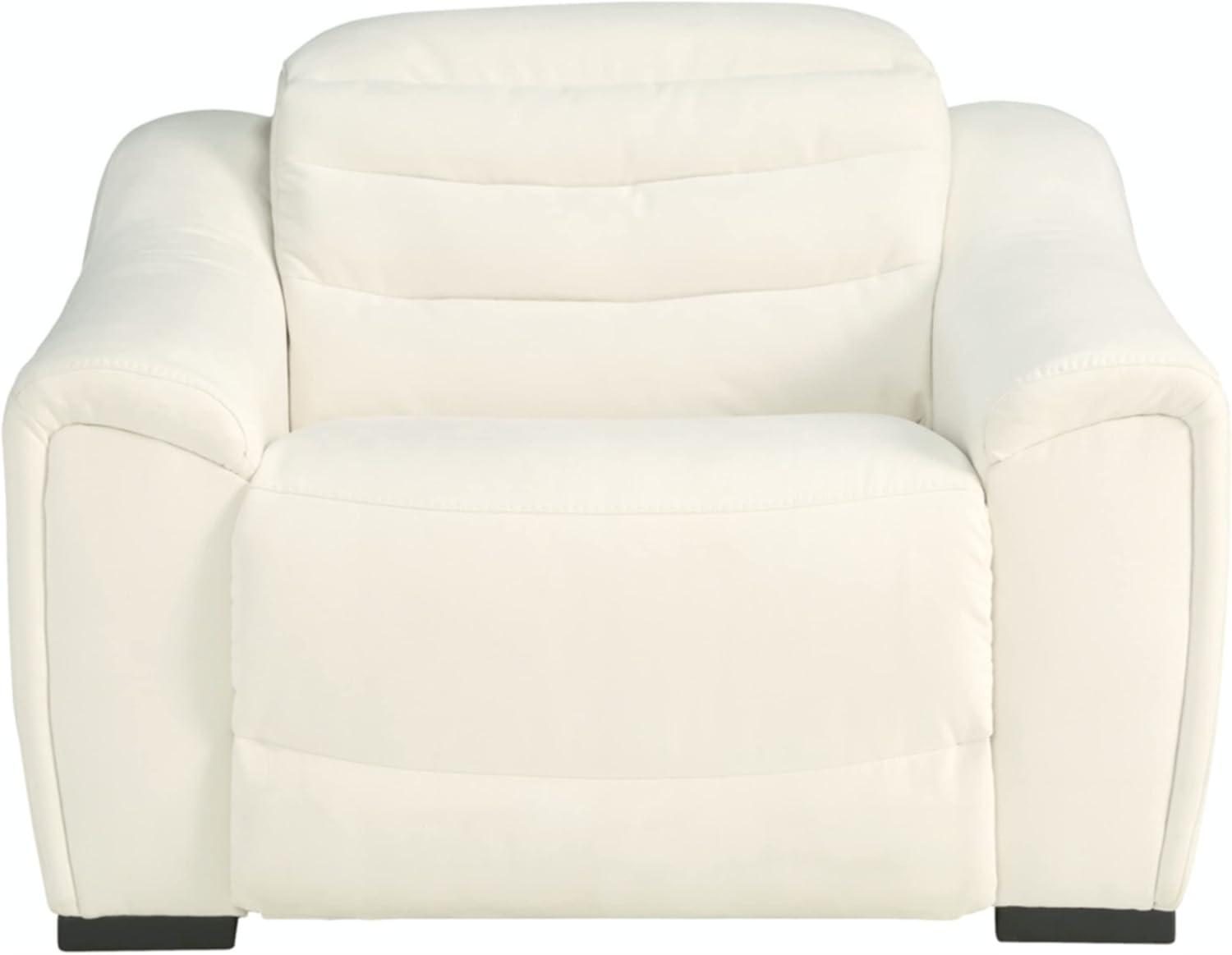 White Faux Leather Contemporary Recliner with Adjustable Headrest