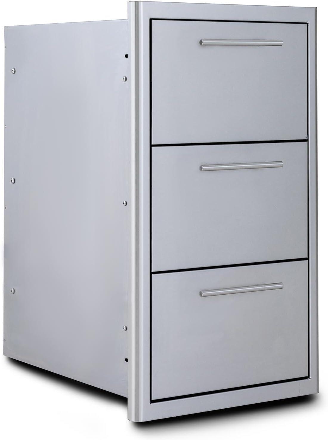 Blaze 16" Stainless Steel Triple Access Drawer with Soft Close LED Lighting\