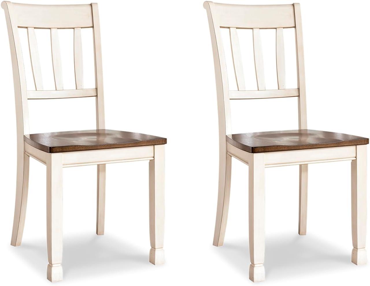 2pc Whitesburg Dining Room Side Chair Cottage White - Signature Design by Ashley: Hardwood Frame, Slat Back Design