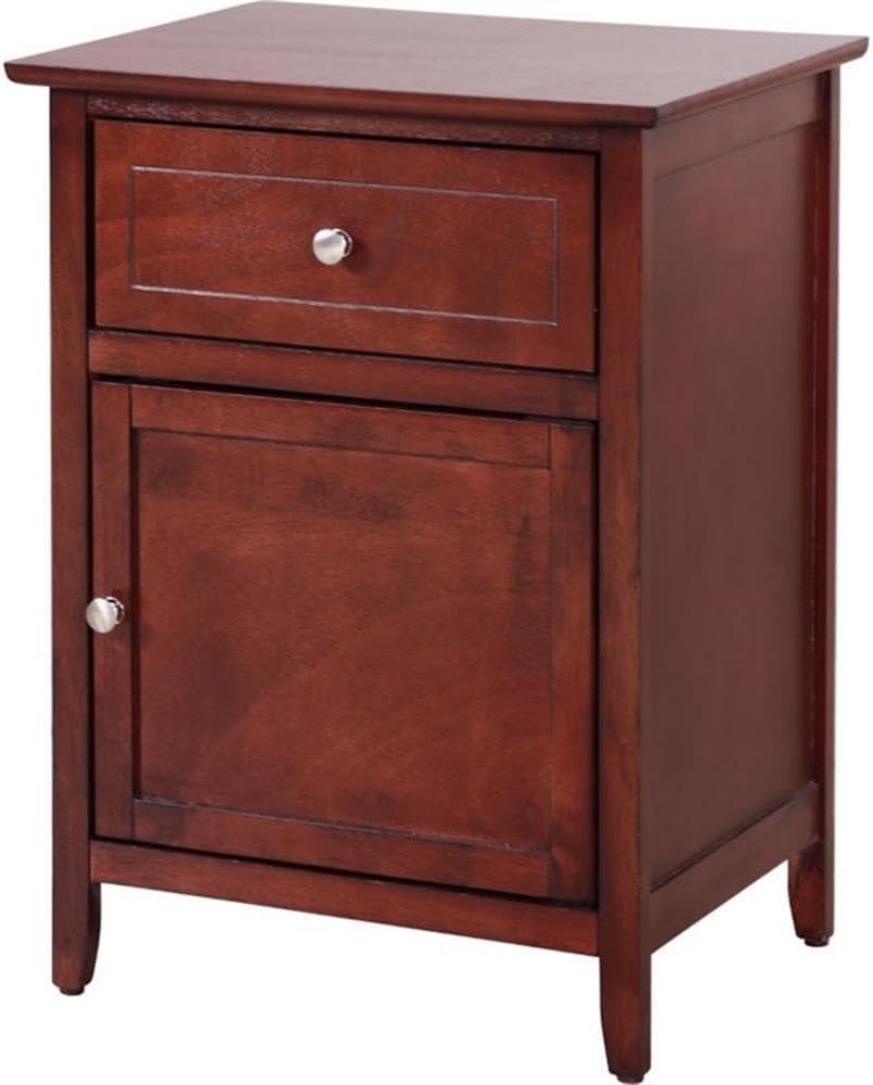 Glory Furniture Izzy 1 Drawer/1 Door Wood Nightstand End Table, Cherry