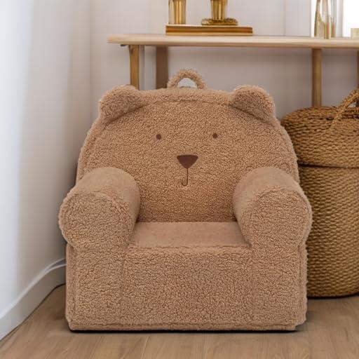 Tan Faux Shearling Bear Chair with Handle