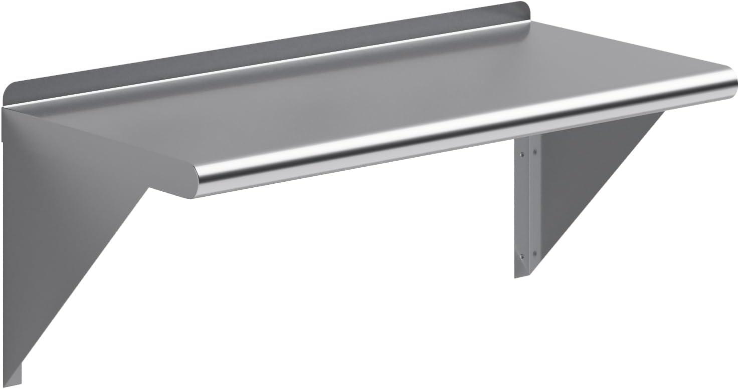 14 in. x 30 in. Stainless Steel Wall Shelf With Squared Edge