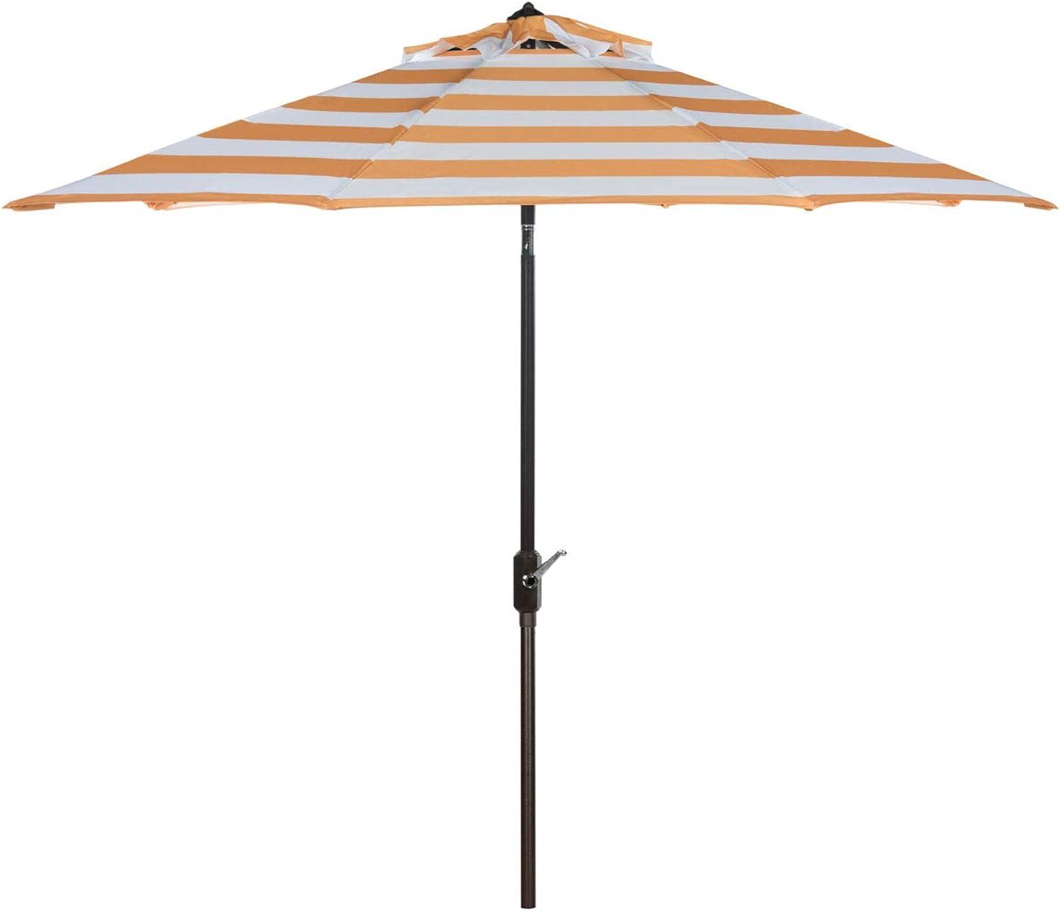 UV Resistant Iris Fashion Line 9Ft Auto Tilt Umbrella - PAT8004 - Orange/White - Safavieh