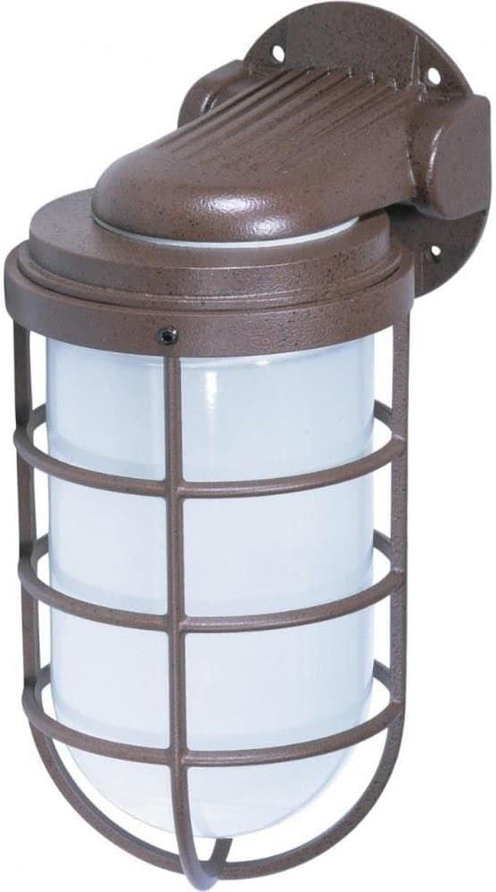 Bronze Industrial Lantern Wall Sconce with Frosted Glass