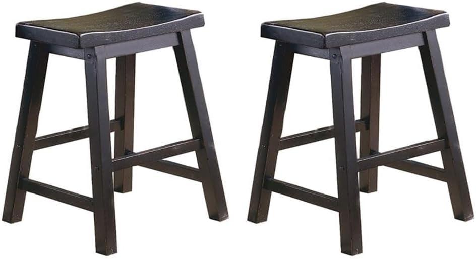 Homelegance 18 Inch Dining Height Wooden Saddleback Seat Barstool, Black