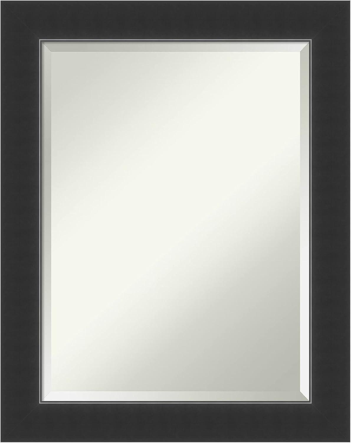 Corvino Black Beveled Wood Bathroom Wall Mirror 23 x 29 in