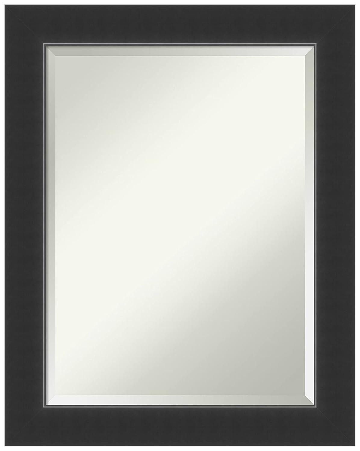 Amanti Art Beveled Wood Bathroom Wall Mirror - Corvino Black Frame Corvino Black Outer Size: 23 x 29 in