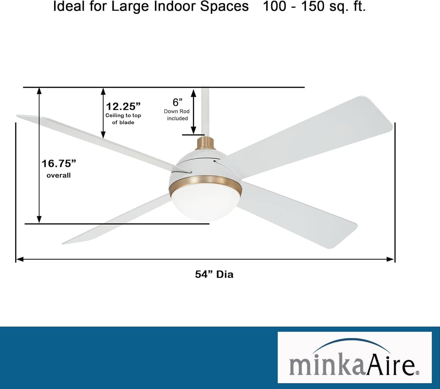 Minka Aire 54" 4 - Blade LED Standard Ceiling Fan with Remote Control and Light Kit Included