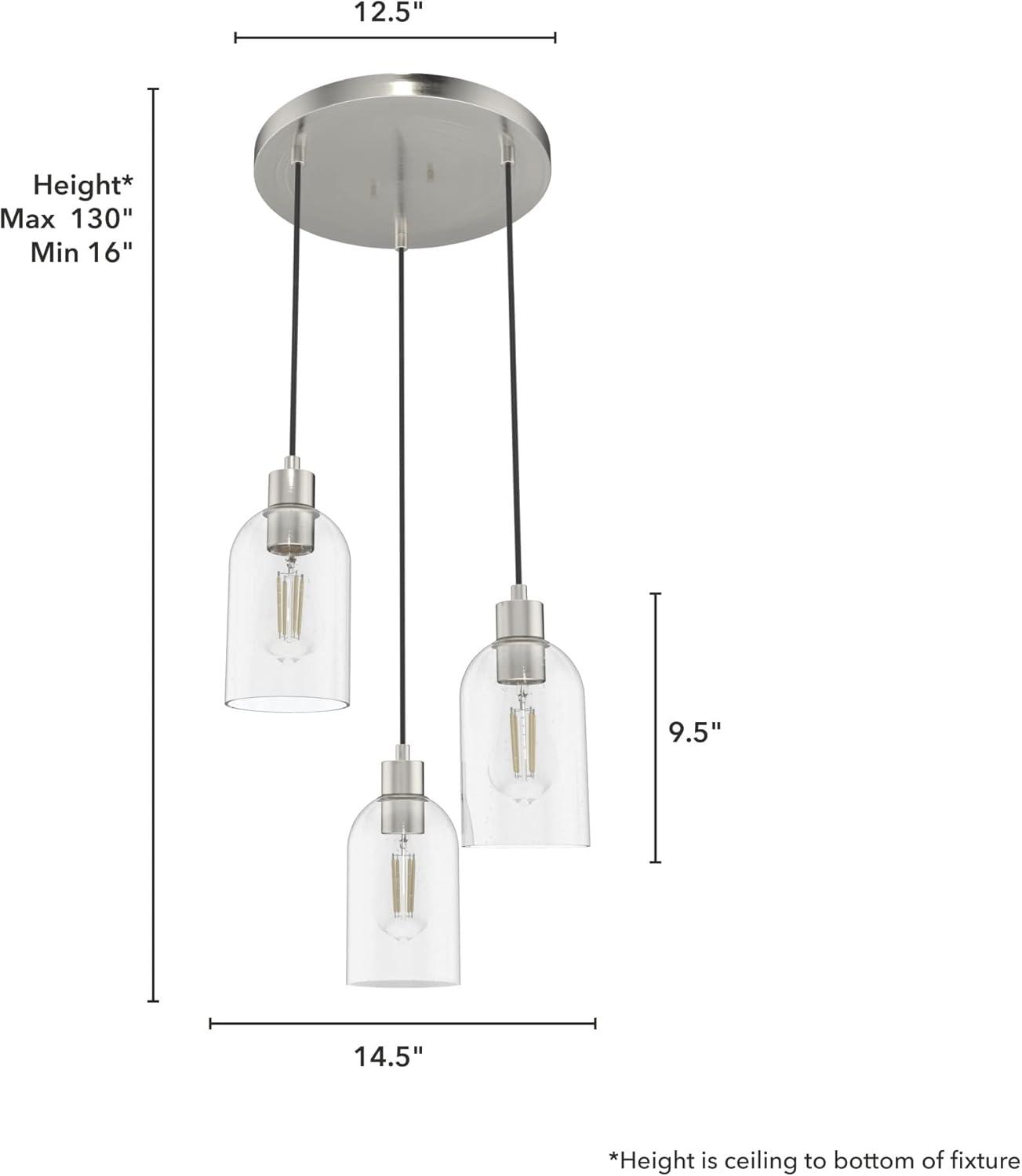 Hunter Lochemeade Brushed Nickel 3 Light Cluster Ceiling Light Fixture