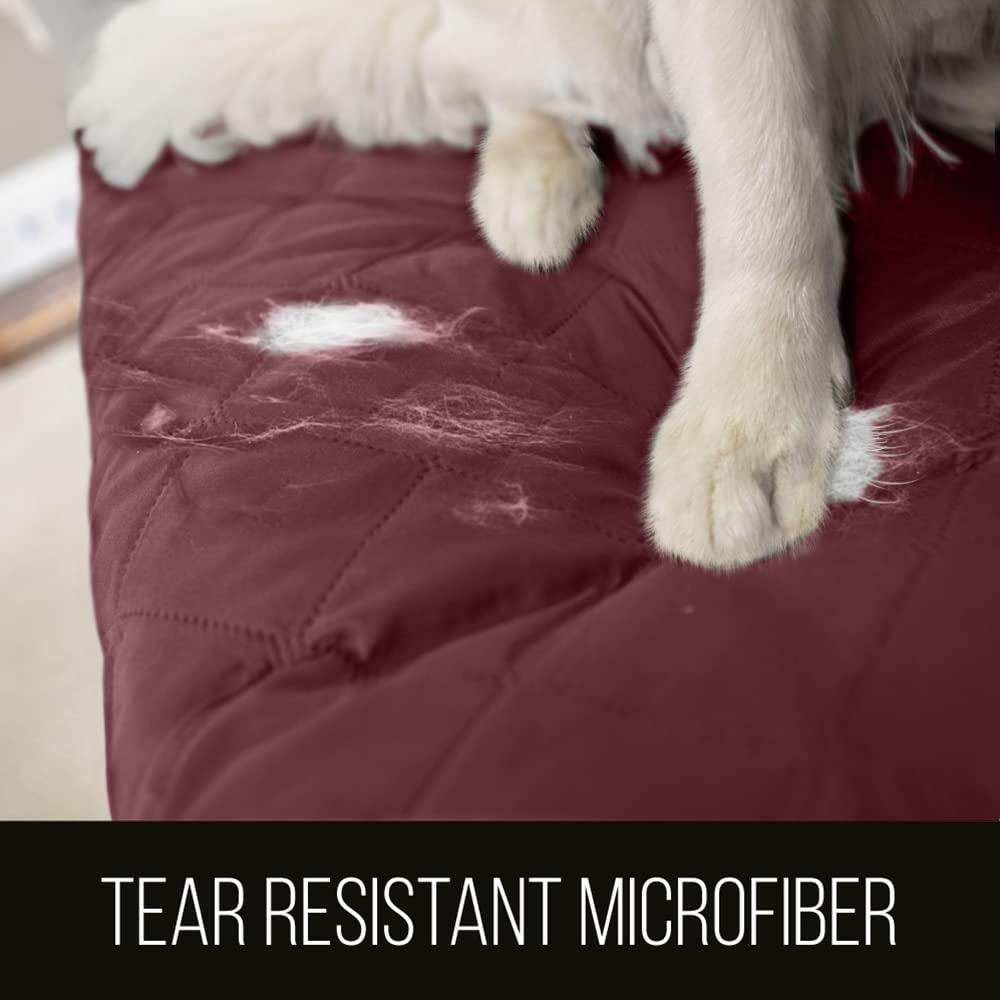 Sofa Shield Chaise Slip Cover with Patented Strap, Cushion Protector, US Designed Reversible Stain and Dog Tear Resistant Slipcover, 102x34 inch Seat, Washable Covers for Dogs Pets, Light Taupe