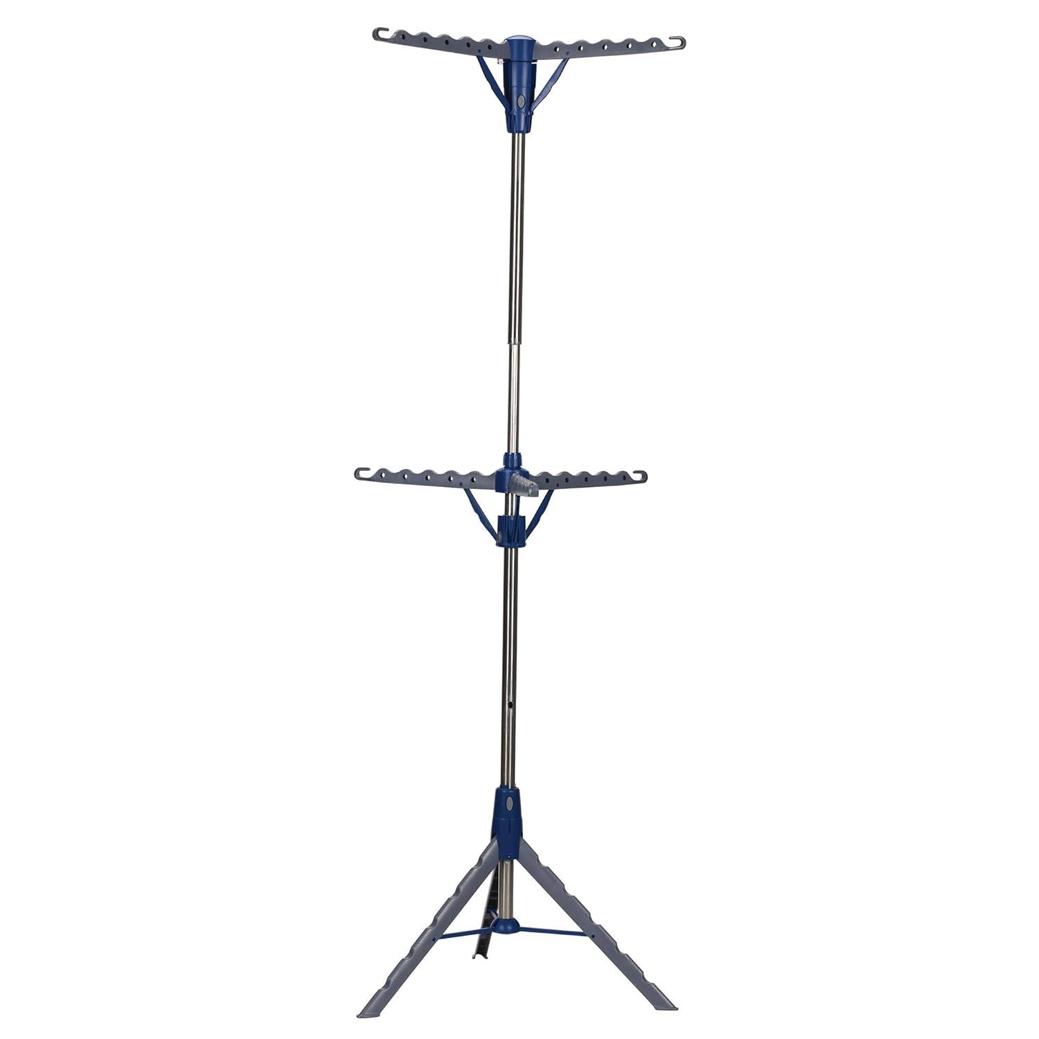 Household Essentials 2 Tier Tripod Clothes Drying Rack Air Dryer and Garment Rack Blue: Indoor Collapsible Clothing Rack