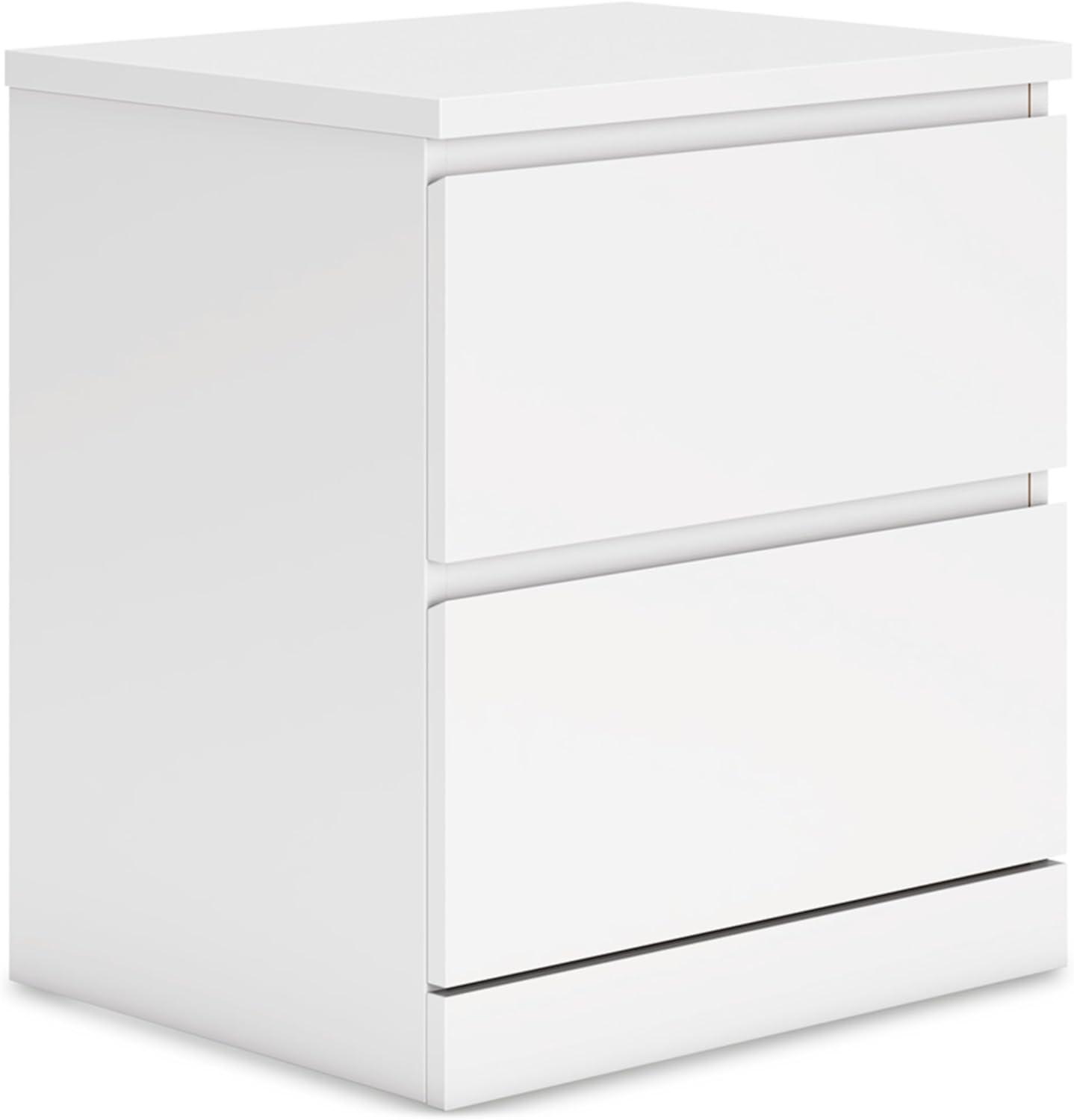 White Modern 2-Drawer Nightstand with Sleek Design