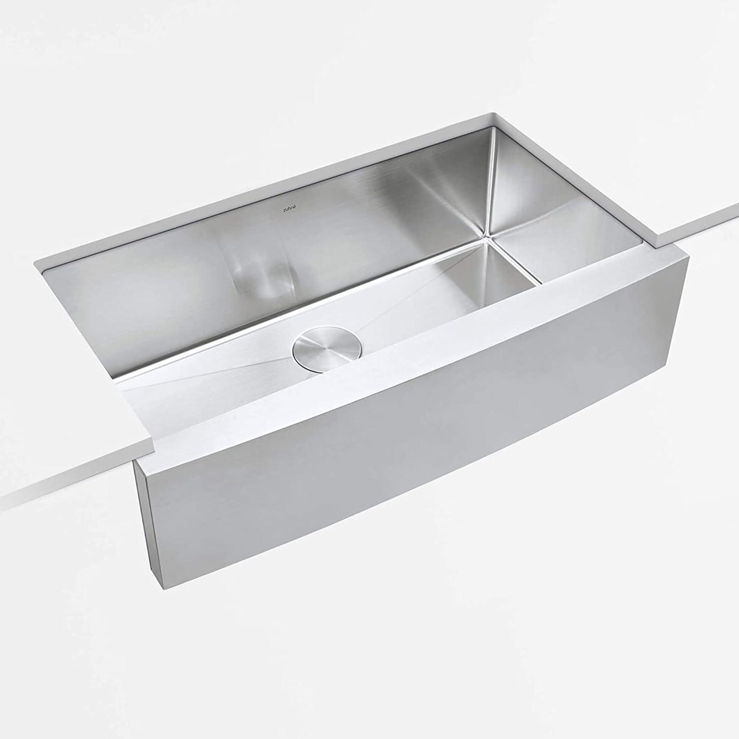 36-Inch Brushed Stainless Steel Farmhouse Apron-Front Single Bowl Kitchen Sink