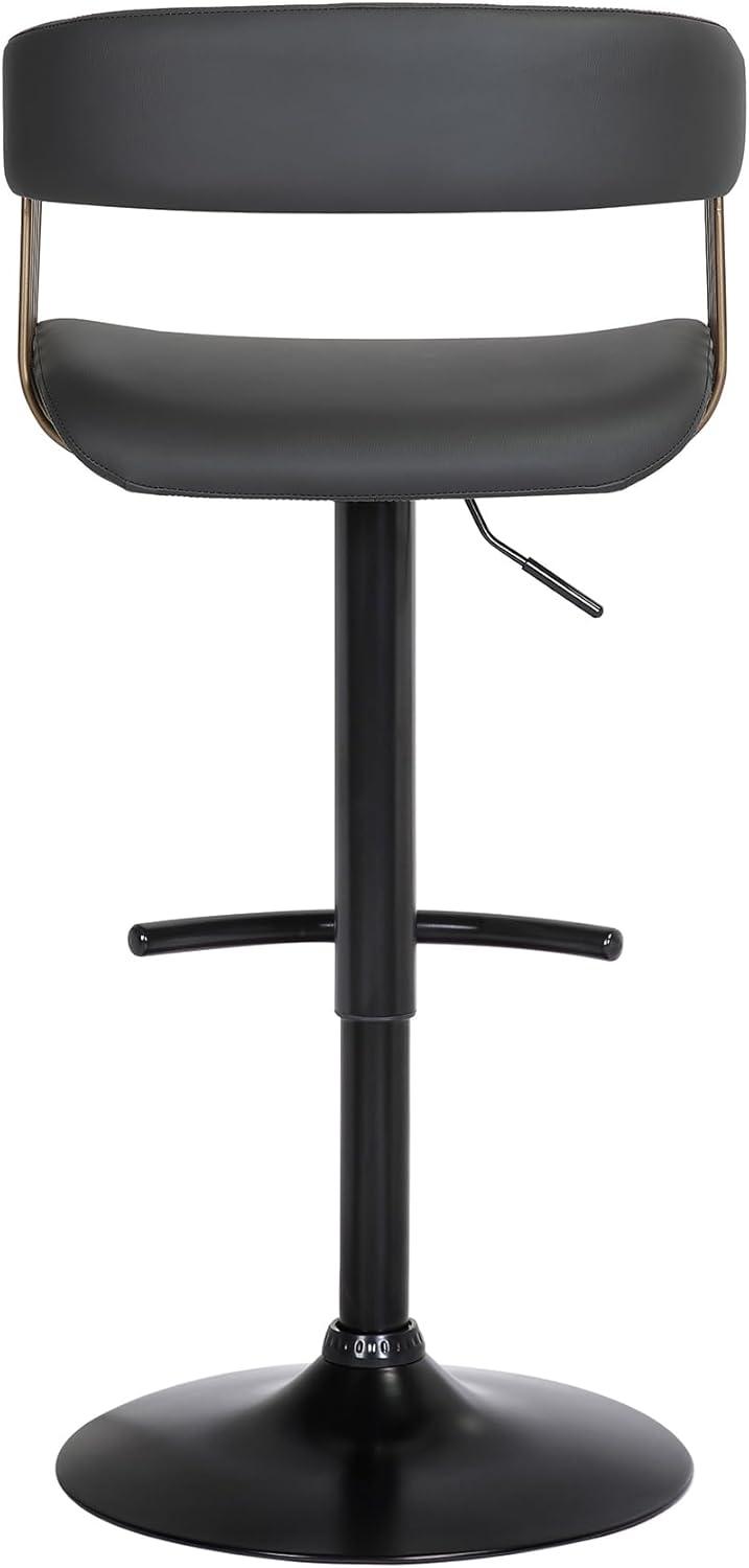 Calista Adjustable Bar Stool in Black Faux Leather with Golden Bronze and Black Metal