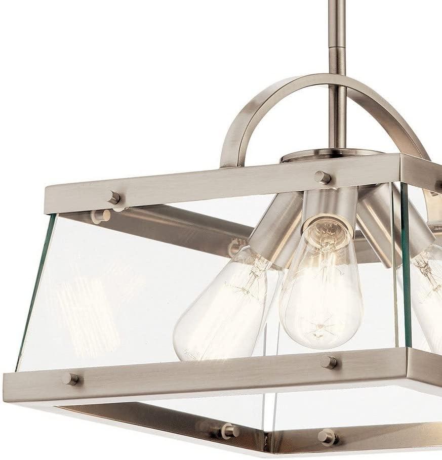 Darton 13.75" 3 Light Convertible Pendant/Semi Flush with Clear Glass in Classic Pewter