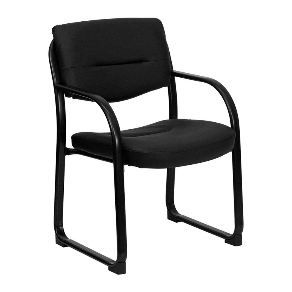 Flash Furniture Black LeatherSoft Executive Side Reception Chair with Sled Base