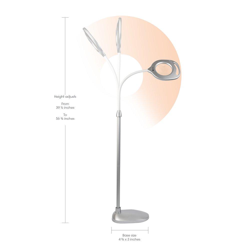 Ottlite 2-in-1 LED Magnifier Floor and Table Light, Silver