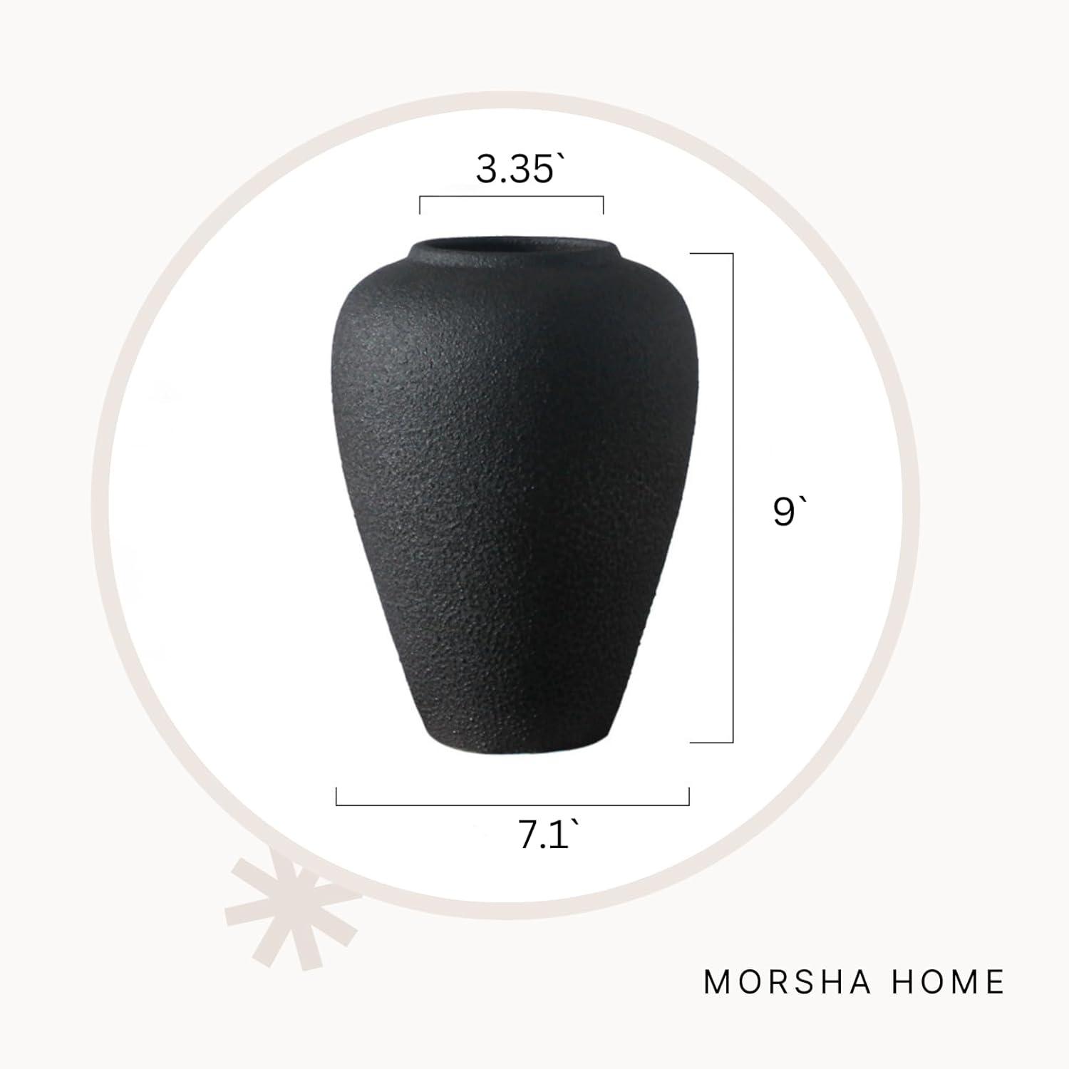 Ceramic Faded Black Vase Home Decor, Flower Vase Modern Trendy Faded Black, Minimalist Farmhouse Table Gift CuteTall Vintage Bookshelf Dining and Coffee Table Decor,Size 9" (23cm) 1pack