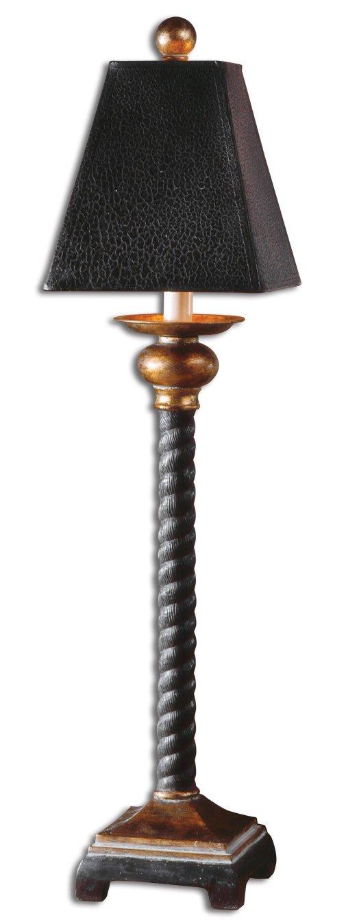 Uttermost Rustic Buffet Table Lamp 31" Tall Black Bronze Gray Metal Crackle Square Shade for Living Room House Home Dining Family