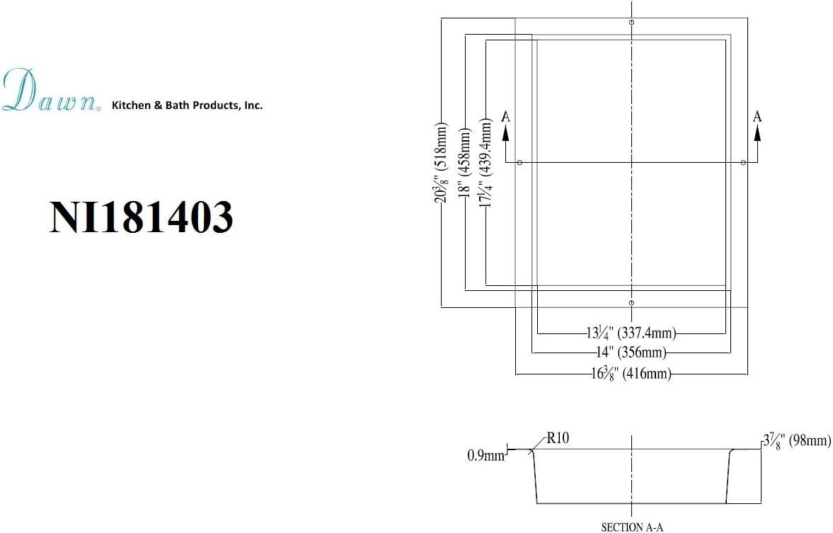 18" x 14" Sand Coated Stainless Steel Shower Niche with Support Plate