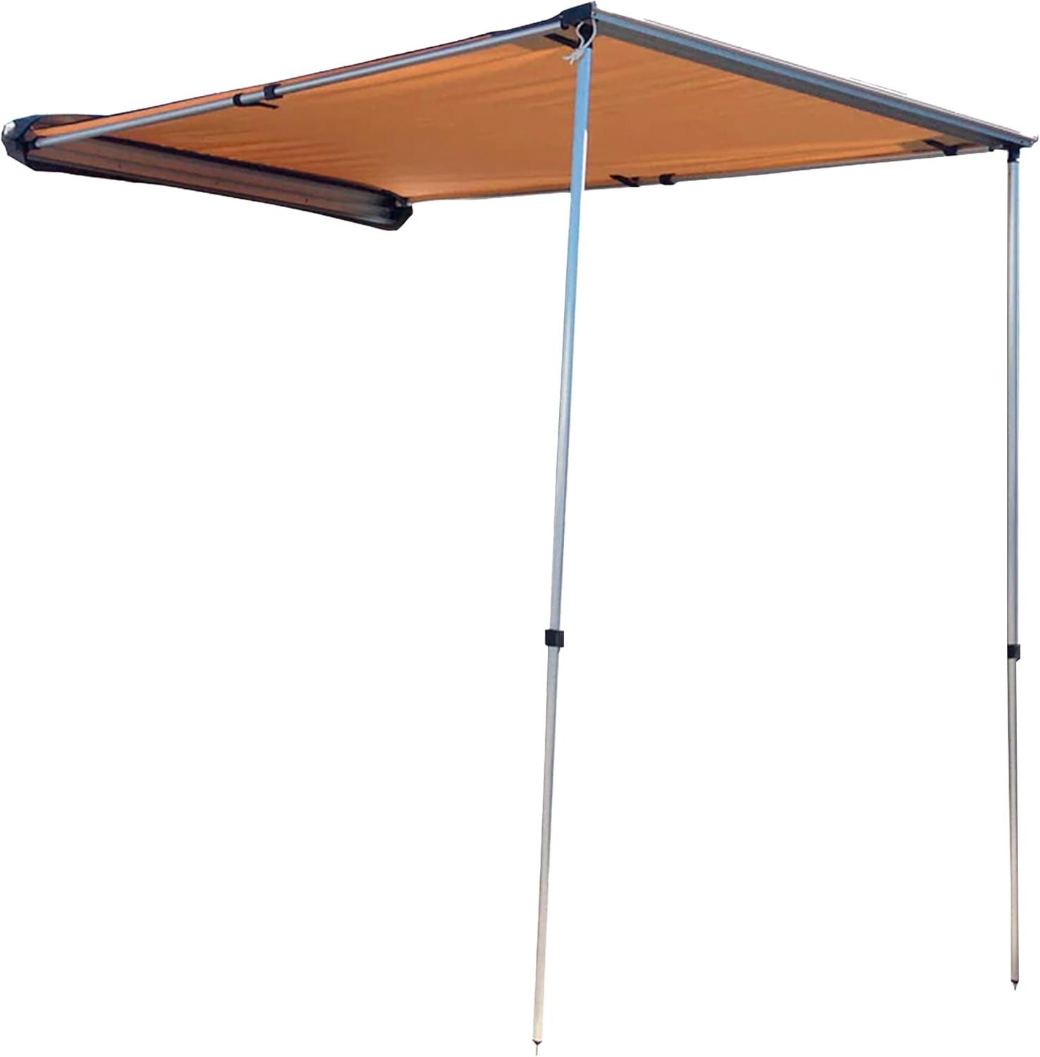 Tan Manual Retractable SUV Awning with Telescopic Legs