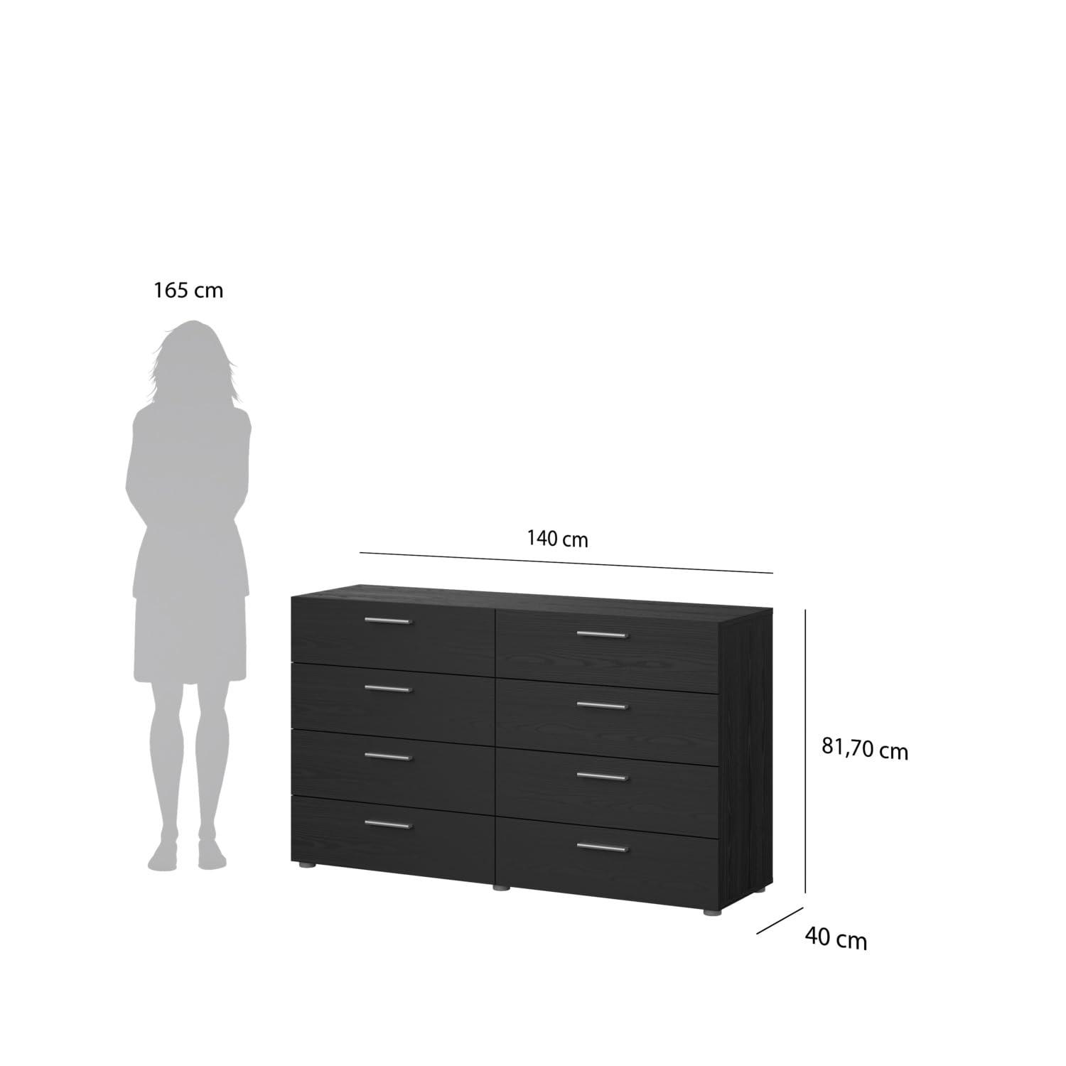 Tvilum,Austin 8 Drawer Double Dresser, Oak Structure/White High Gloss