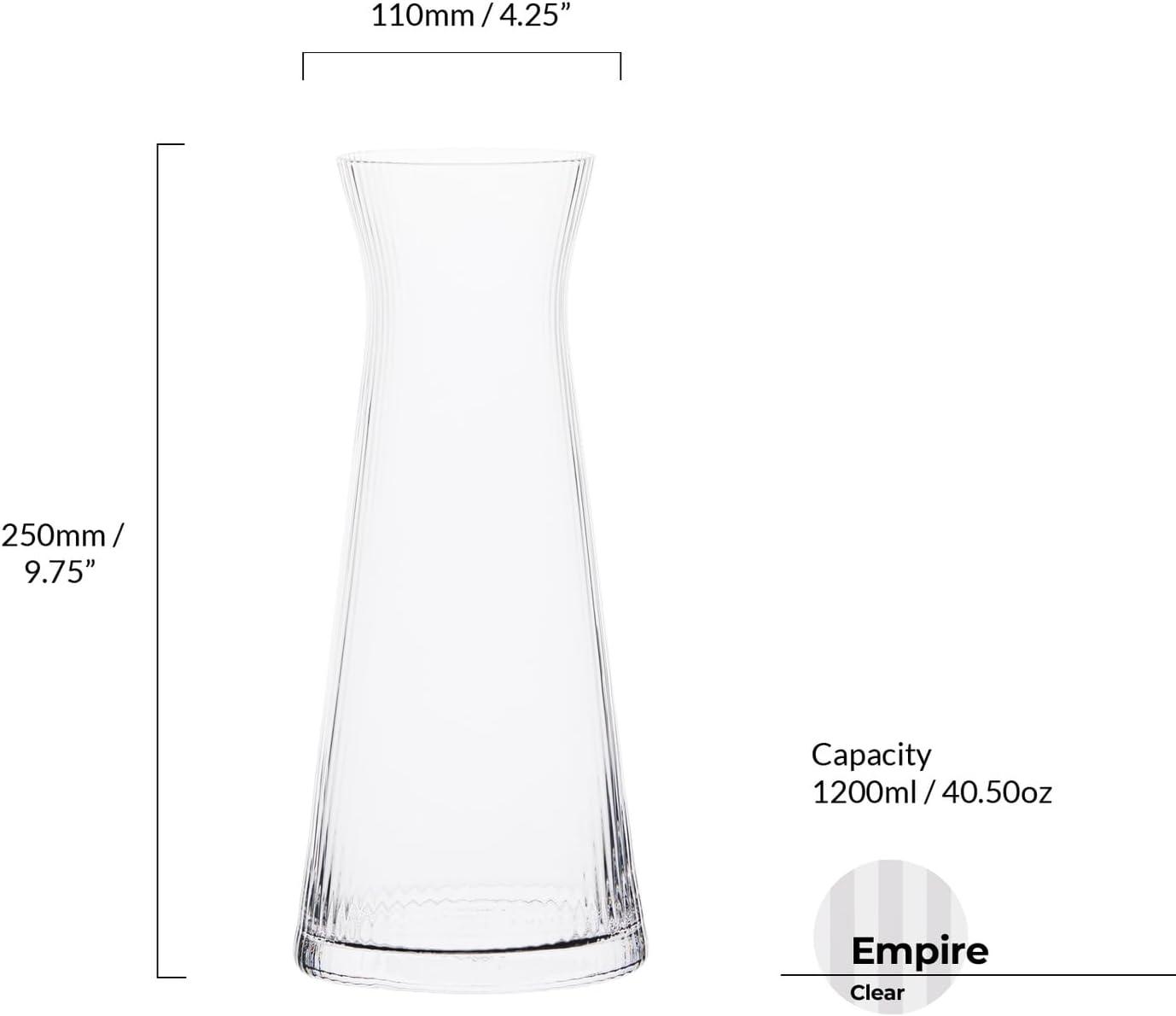 Empire Clear Ribbed Glass Water Carafe 40.5 oz