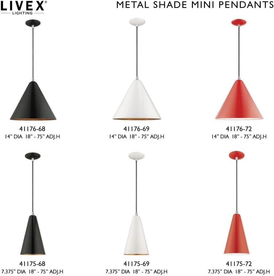 Livex Lighting Metal Shade 1 - Light Pendant in  Shiny White