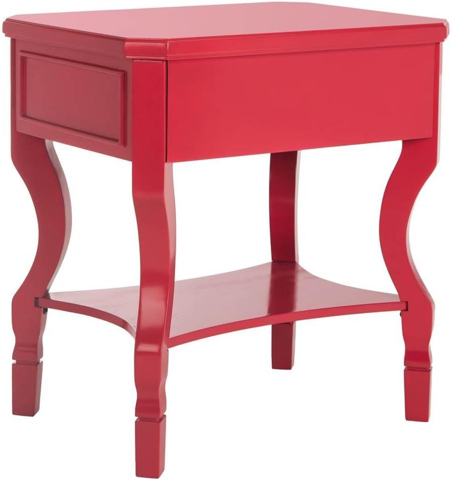 SAFAVIEH Alaia Modern Glam One Drawer Night Stand, Red