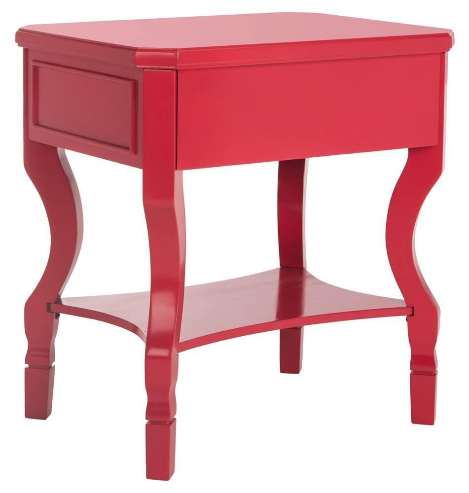 SAFAVIEH Alaia Modern Glam One Drawer Night Stand, Red