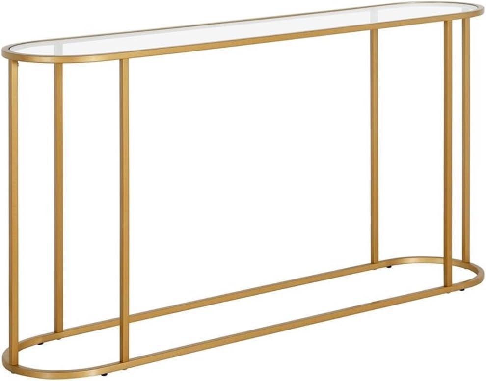 Evelyn&Zoe Erikson 54" Wide Rectangular Console Table, Brass