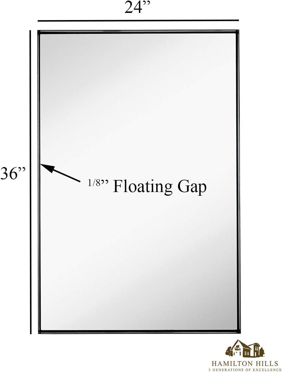 Hamilton Hills 24x36" Black Metal Frame Bathroom Mirror | Rectangular Vanity | 2" Deep | Hangs Both Ways