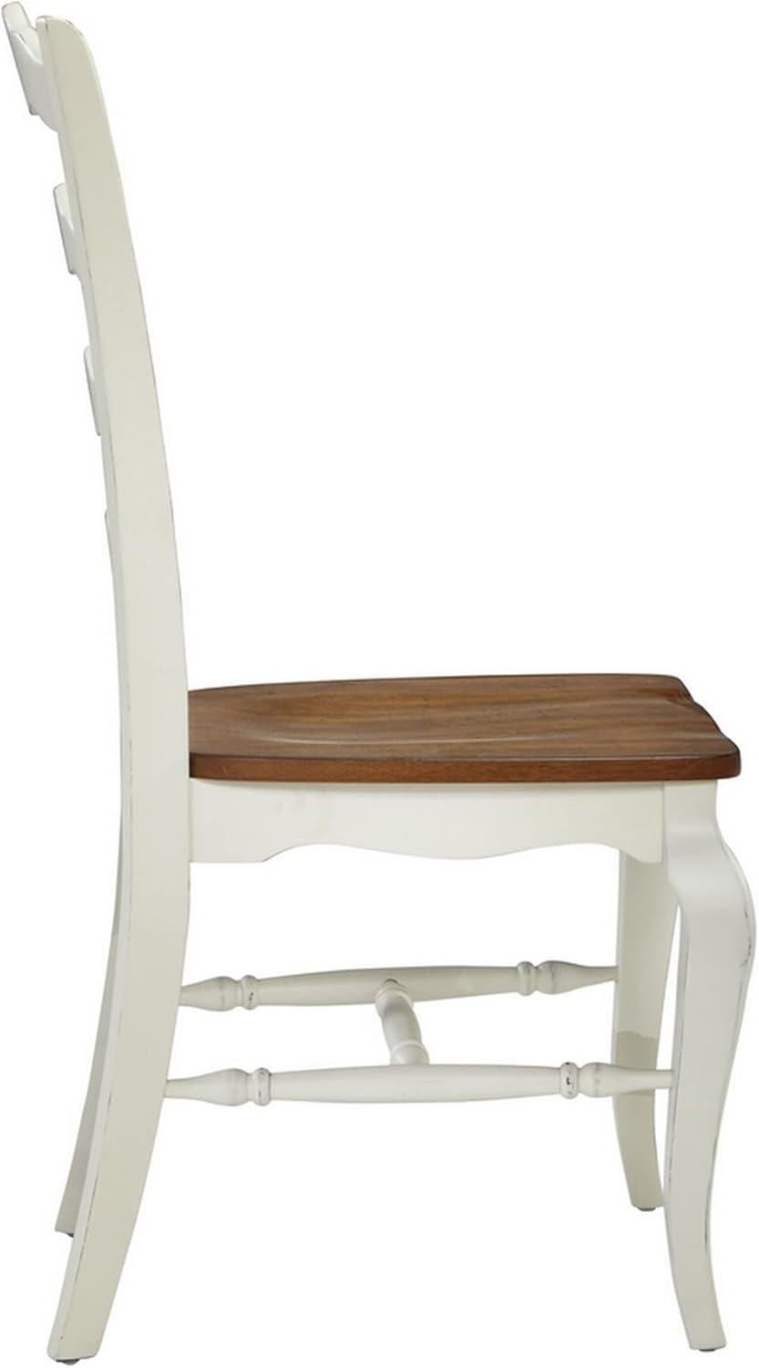 High Ladderback Oak and Rubbed White Side Chair