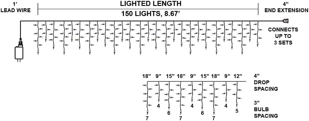 Warm White LED Outdoor Icicle Christmas Lights