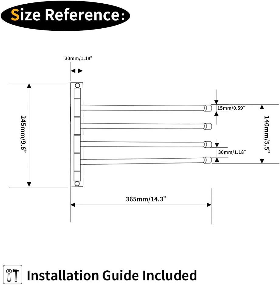 Polished Stainless Steel Wall Mounted 4-Arm Towel Rack