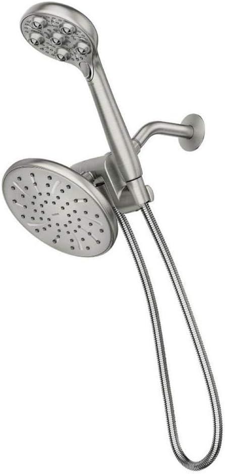 HydroRoller Nickel Dual Handheld and Rain Shower Head