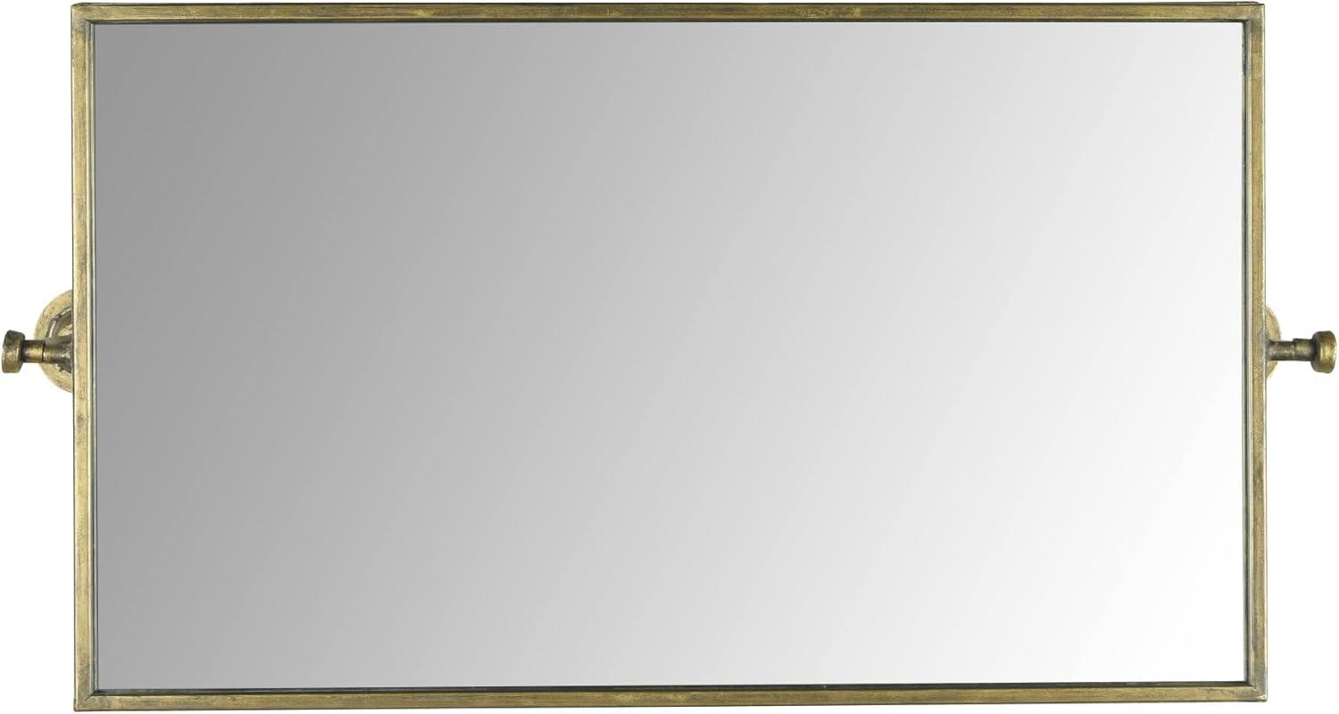 Antique Gold Rectangular Metal Wall Mirror with Wood Frame