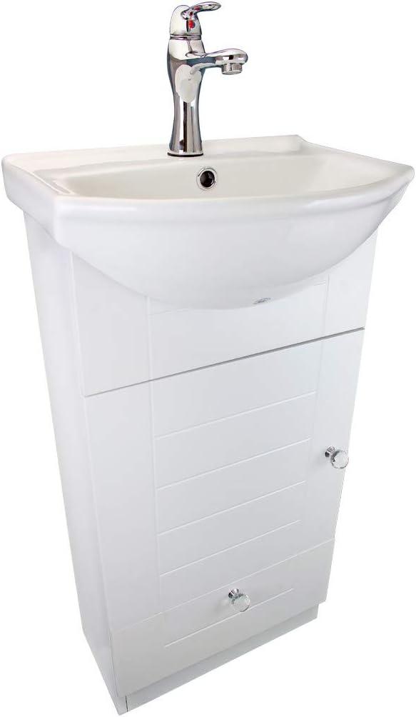 The Renovators Supply Inc. 13.5'' White U-Shaped Bathroom Sink with Faucet and Overflow