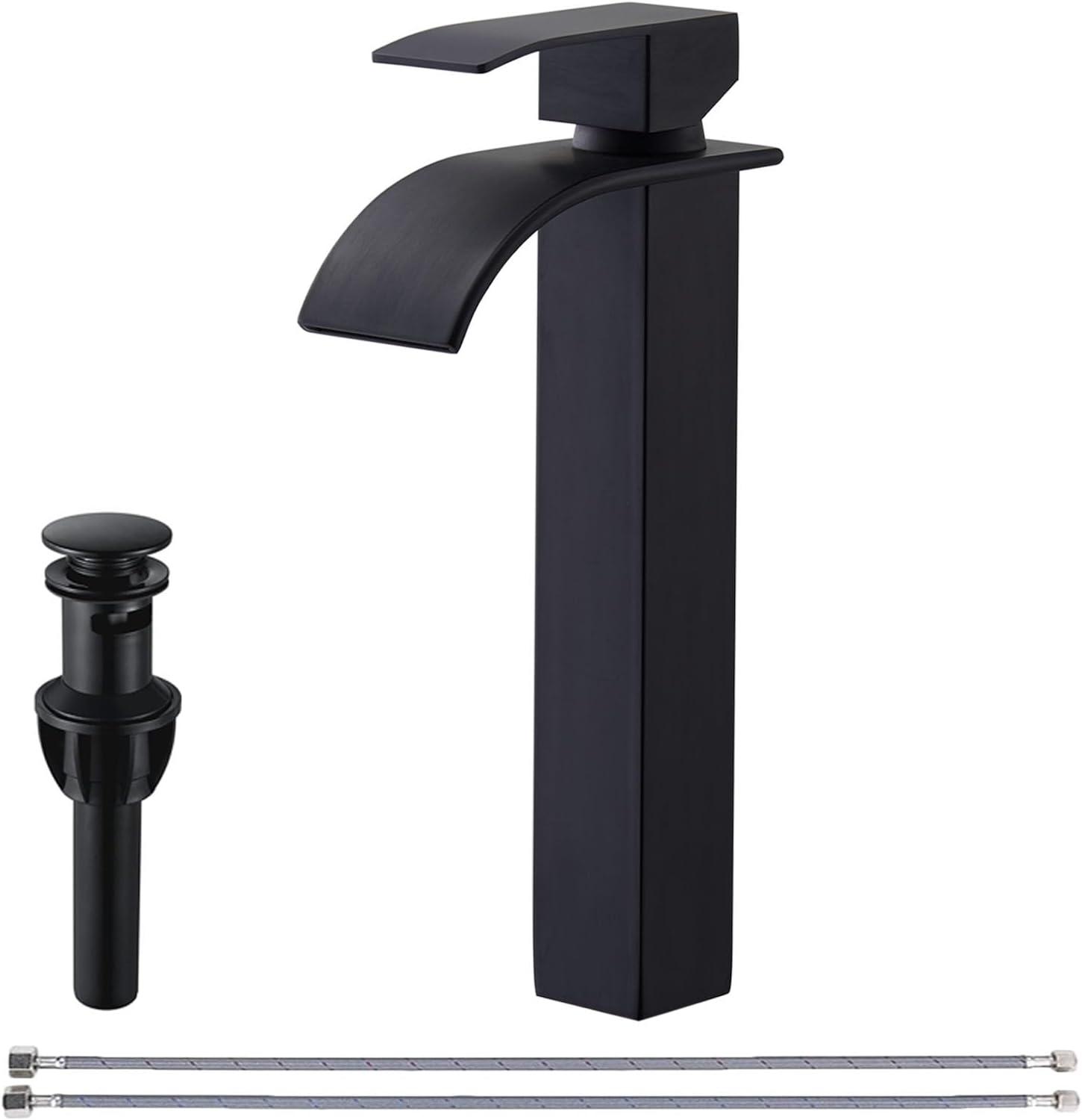 Matte Black Stainless Steel Single Handle Vessel Sink Faucet