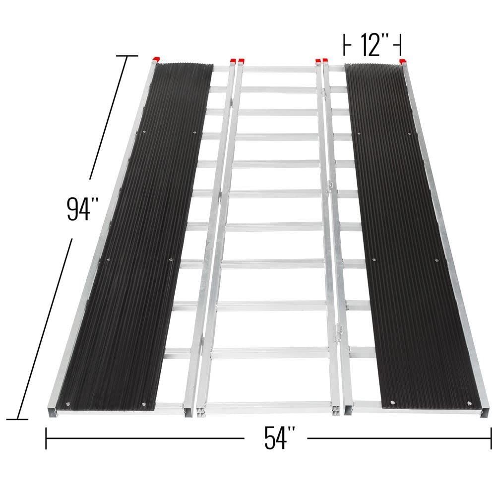 Black Ice SNO-9454-HDXW-S 7' 10in x 54in Folding Snowmobile Ramp, Stud Protectors