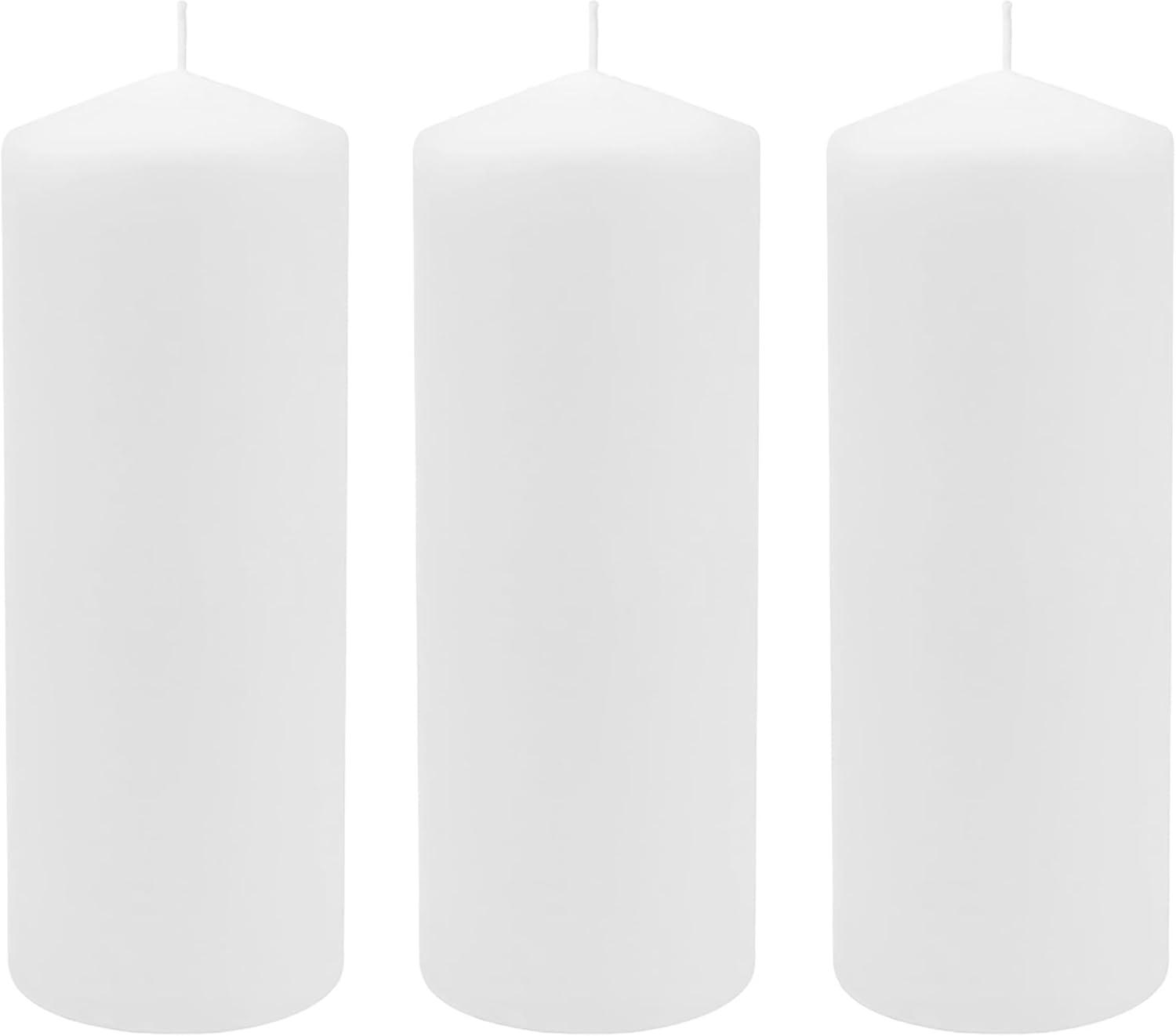 Stonebriar Collection Unscented White Pillar Candle, 3-Pack, 3” x 8", 80-Hour Burn Time