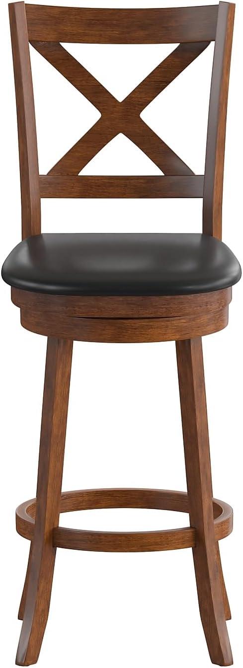 Flash Furniture Felicity Commercial Grade Wood Classic Crossback Swivel Bar Height Barstool with Padded, Upholstered Seat