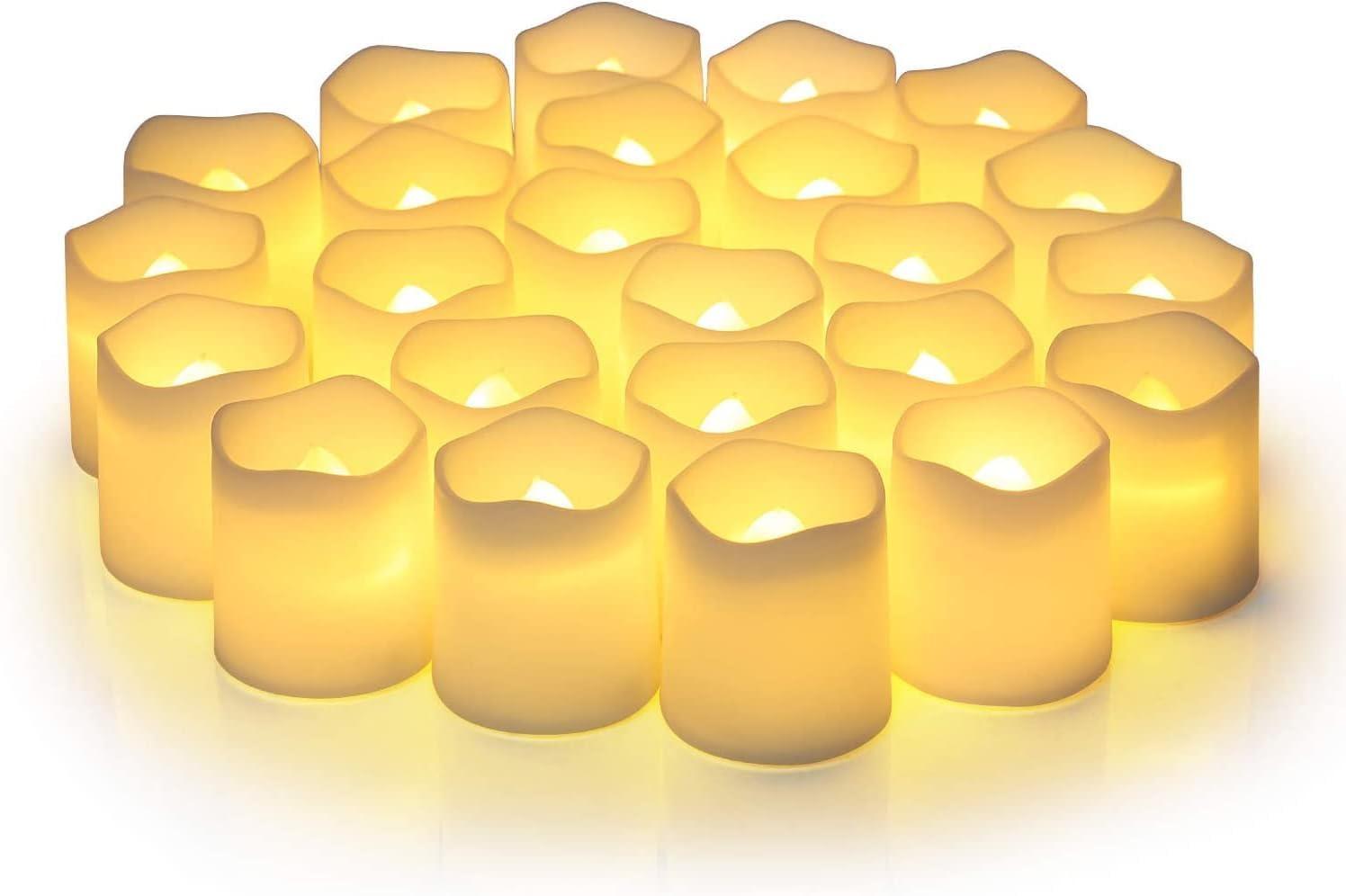 Warm White Flameless LED Tealight Candles, 24 Pack