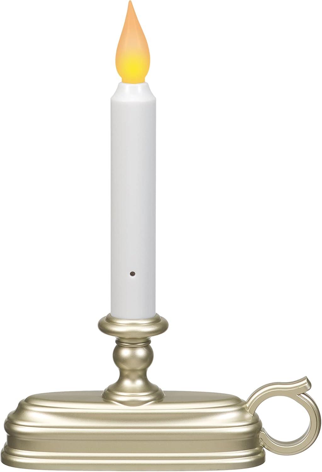 Arett Battery Operated Deluxe Window Candle (White / Pewter)