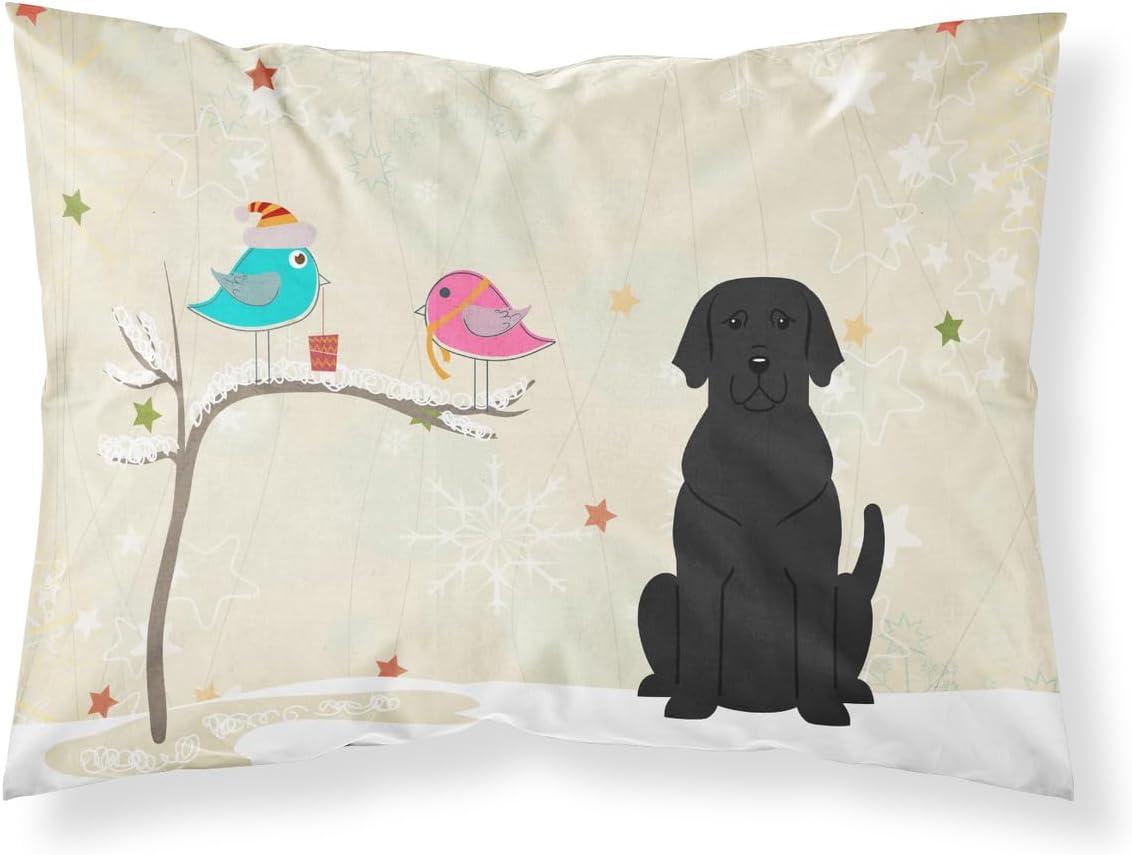 Standard Beige Polyester Pillowcase with Labrador and Birds Design