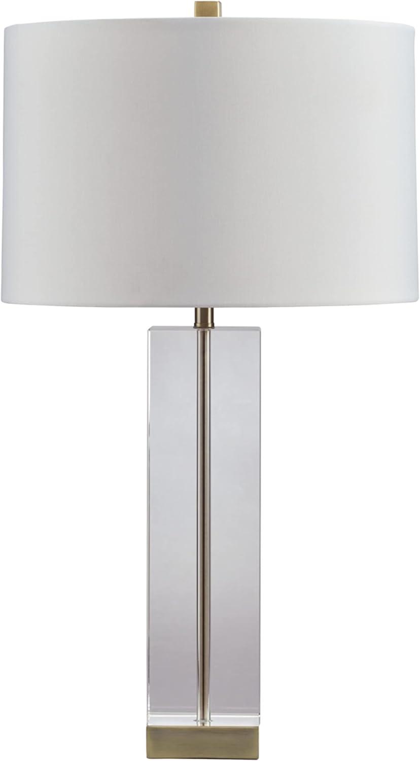 Teelsen 28" Crystal and Gold Table Lamp with White Shade