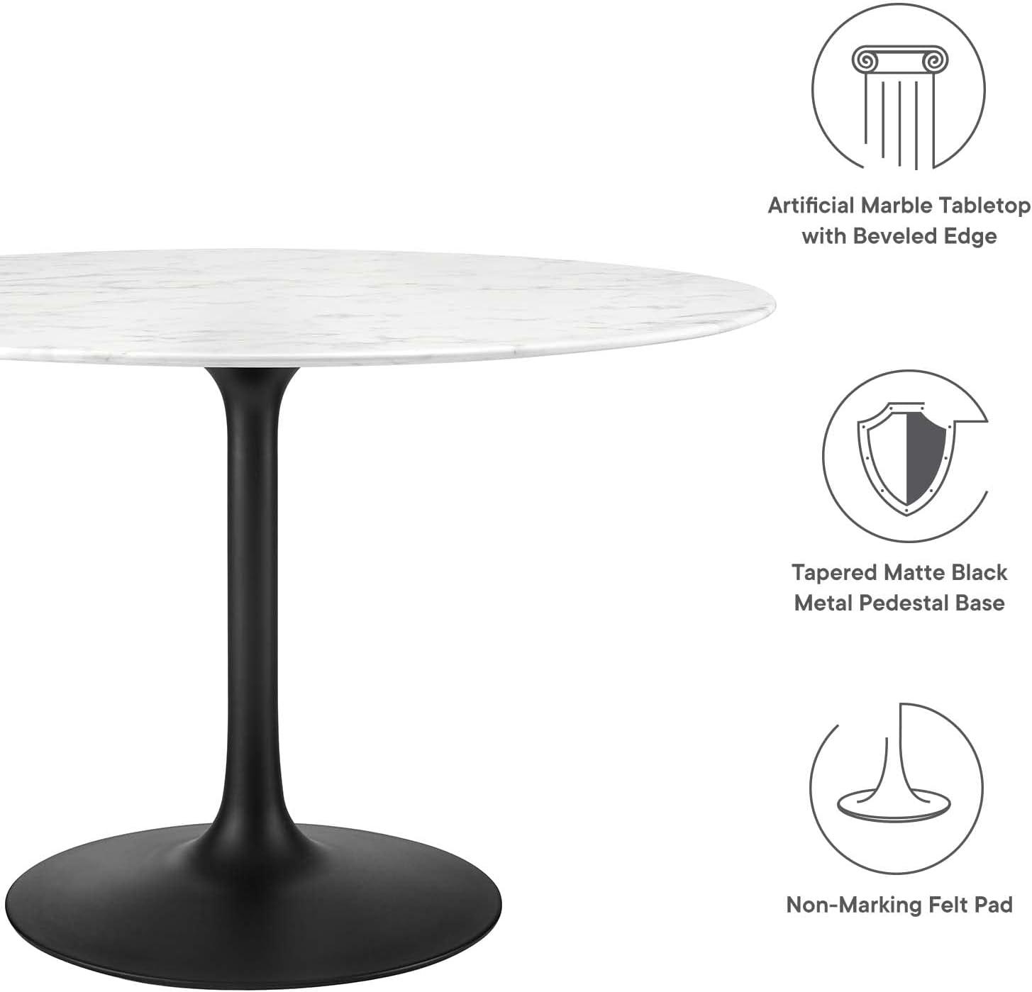 Modway Lippa Oval Artificial Marble Dining Table